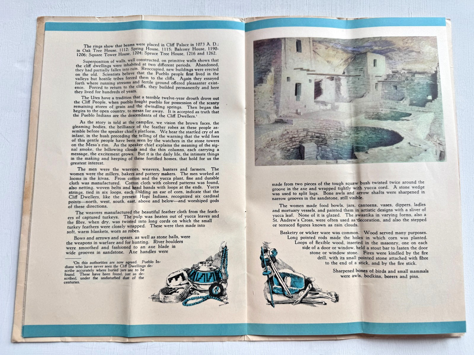 1930’s The Story of Mesa Verde National Park Brochure- Beautiful Cover Image!