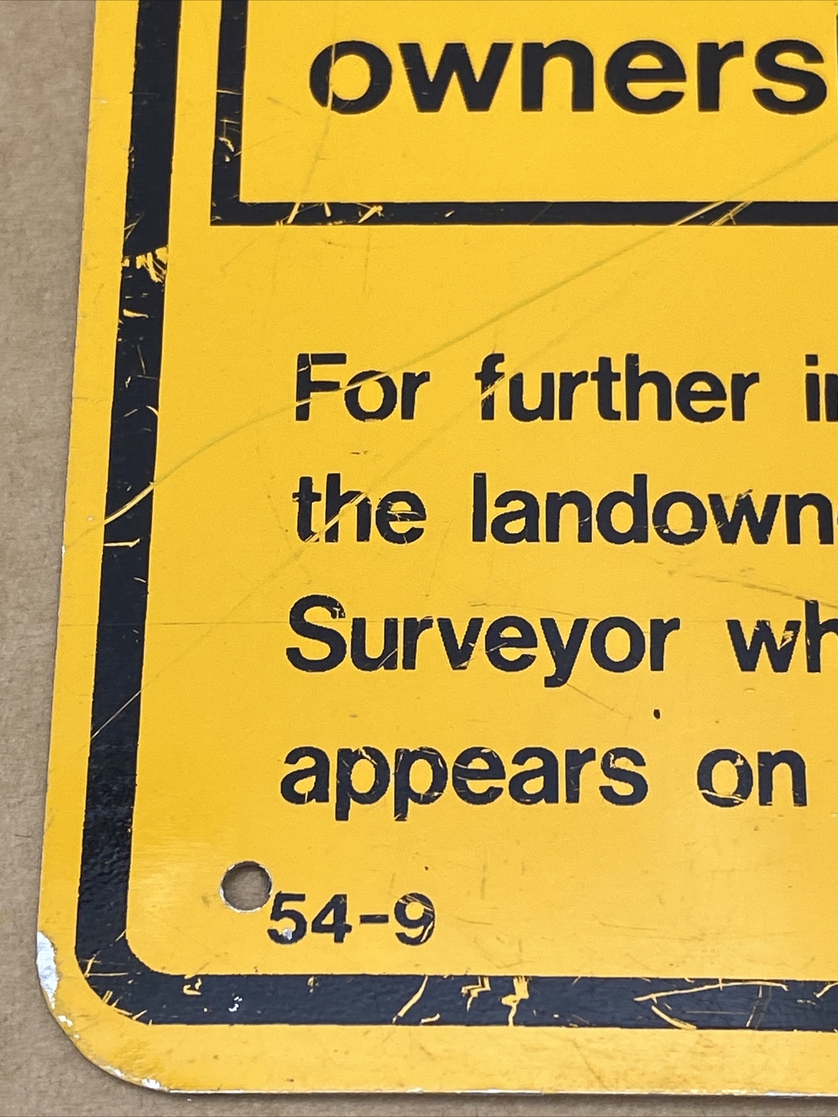 VINTAGE 1954 SIGN US FOREST SERVICE DEPARTMENT LAND SURVEY MONUMENT 10”x 7”