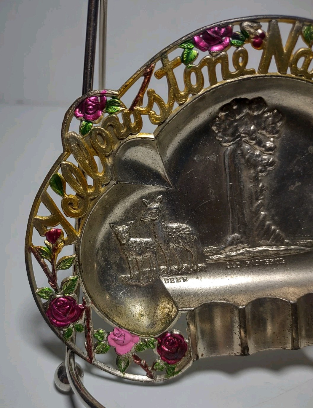 Vtg 1950-60 Yellowstone National Park Souvenir Metal Tin Ashtray G Nov Co Japan