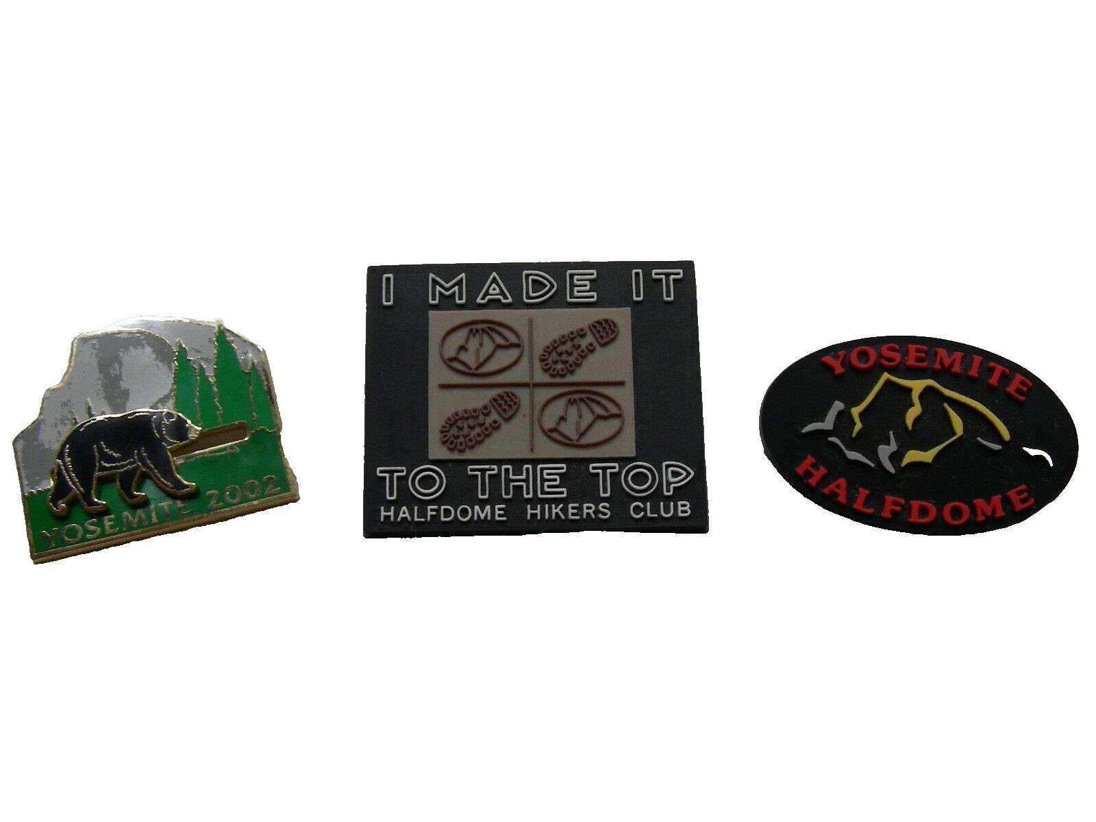 LOT OF 3 YOSEMITE LAPEL/HAT PINS – 2002, Halfdome Hikers Club & Halfdome Pin!