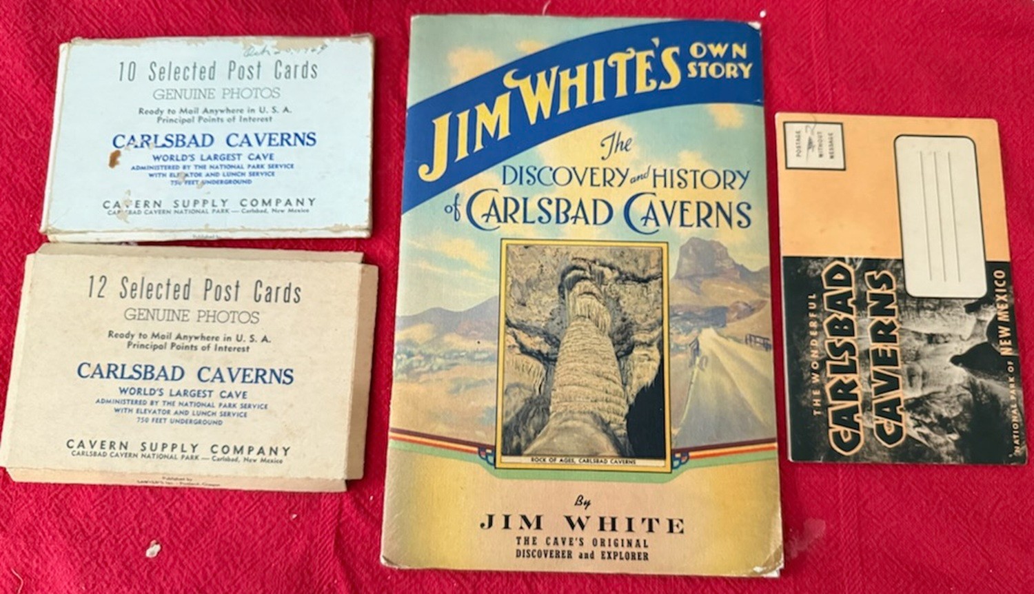 Jim White’s Own Story-Discovery & History of Carlsbad Caverns signed + Extras