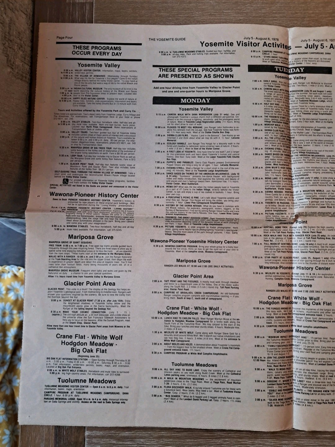 Yosemite Guide National Park California 1978 Broadsheet Newspaper