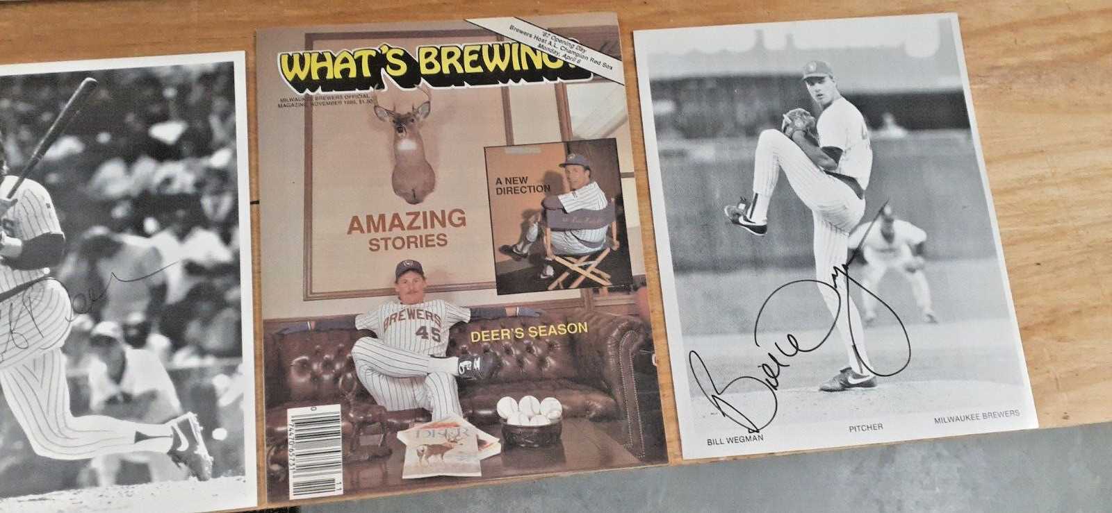 ROB DEER, BILL WEGMAN OF BREWERS AND KARL SWANTKE PACKERS PICTURES/BREWERS MAG