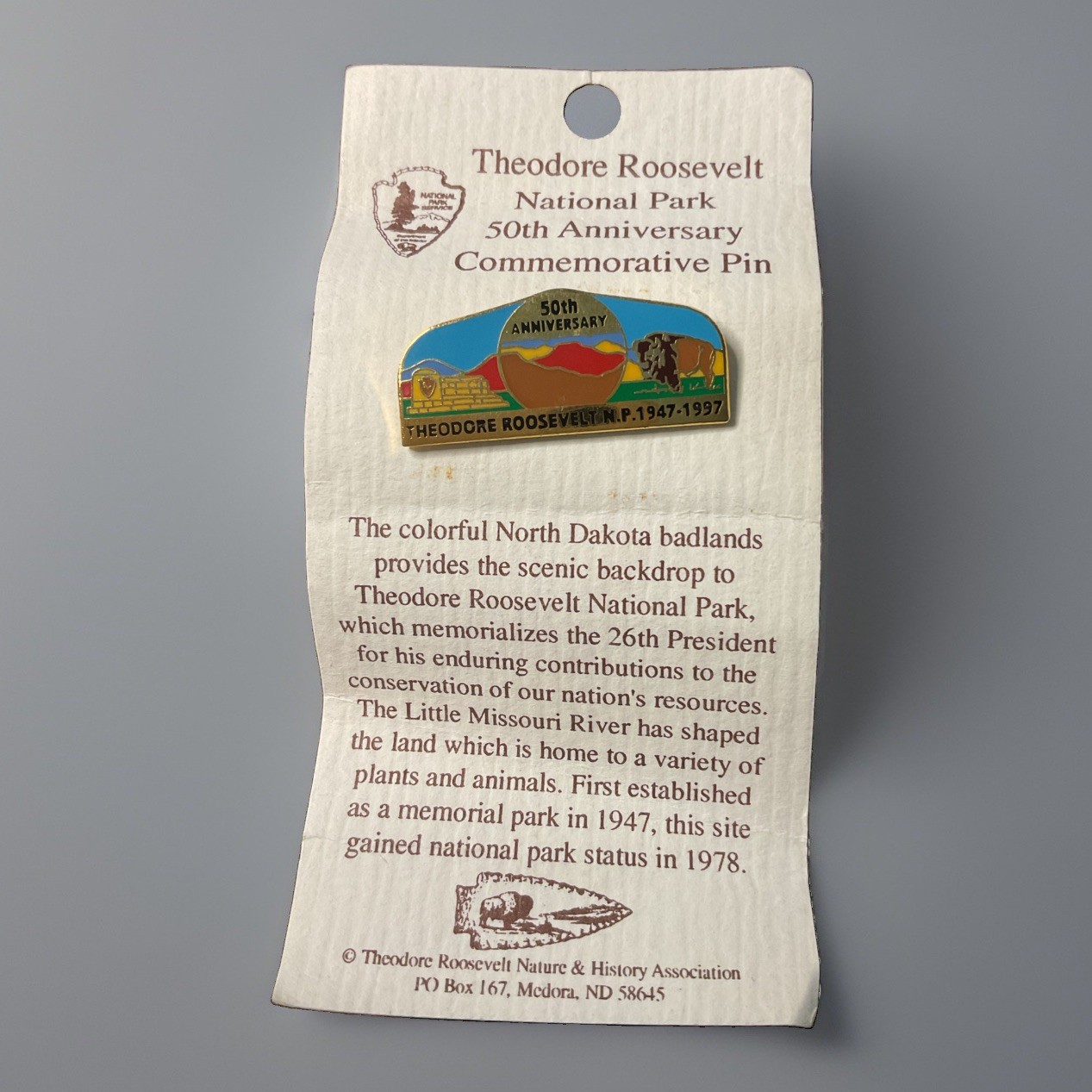 Teddy Roosevelt National Park 50th Commemorative Lapel Pin 1947-1997