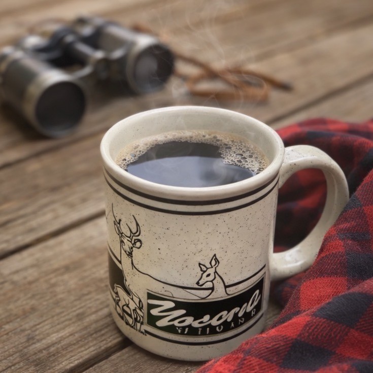 Vintage Yosemite National Park Speckled Coffee Mug Deer Buck Fawn Wildlife Black