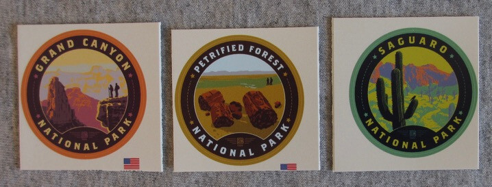Arizona National Parks Small Round Vinyl Stickers Set of 3 New Grand Canyon etc