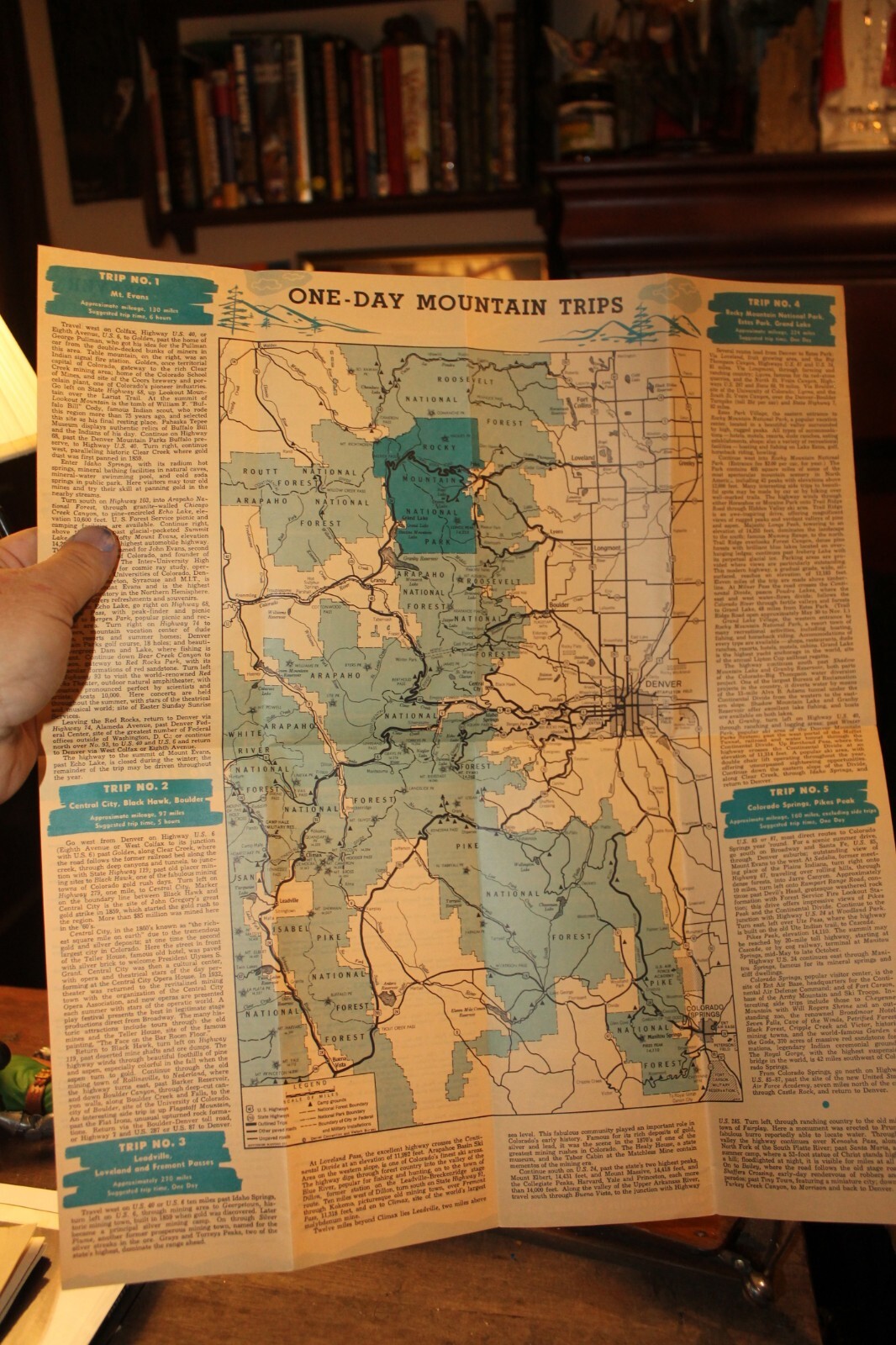 Vintage 1950’s Travel Map & Brochure Denver Colorado