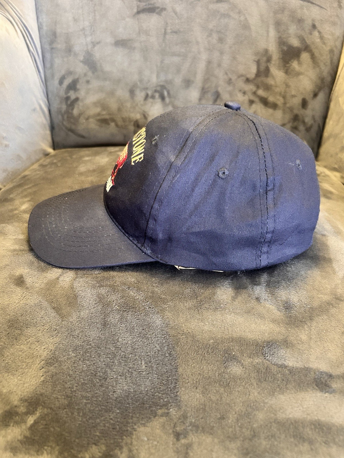 Yellowstone National Park Embroidered Bison Blue Adjustable Baseball Cap Hat