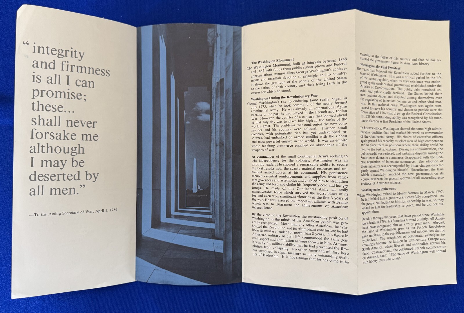 Vintage 1969 Washington Monument Washington D.C. National Park Service Brochure1