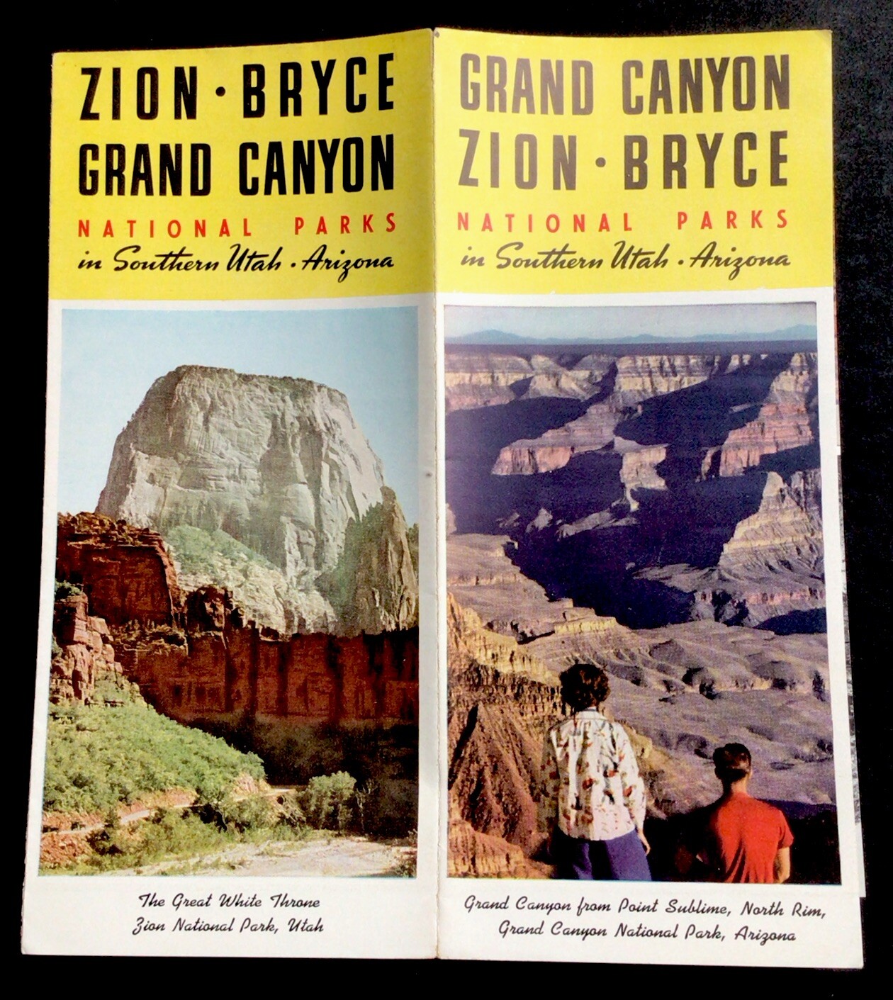 1951 Travel Tourist Brochure Zion Bryce Grand Canyon National Parks With Map