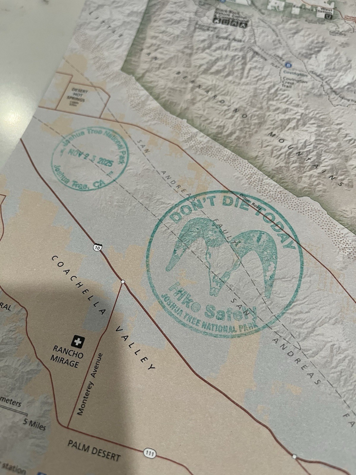 Joshua Tree National Park Map With All Stamps