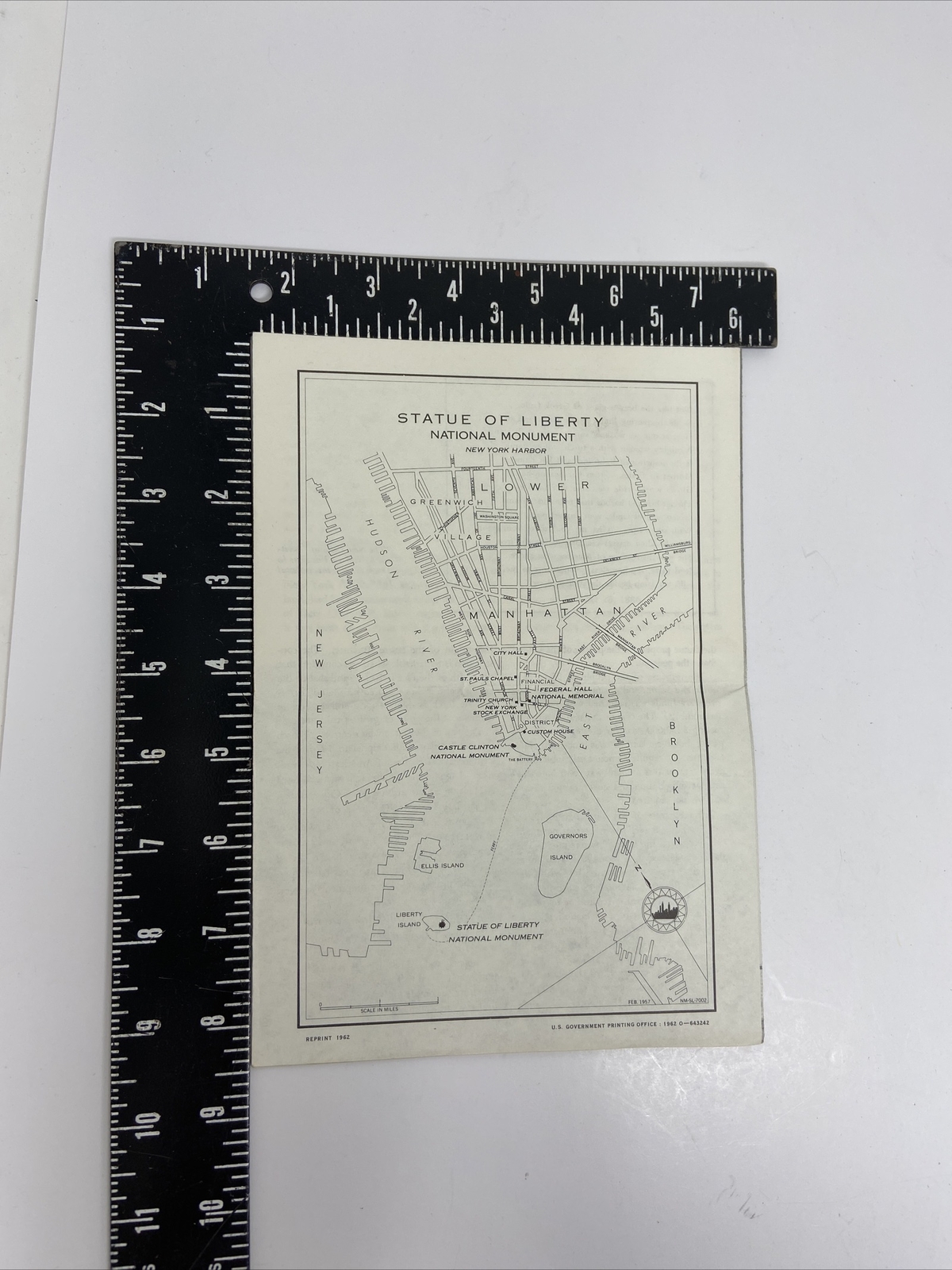 Vintage 1962 Statue of Liberty Brochure with Map National Monument Fold Out