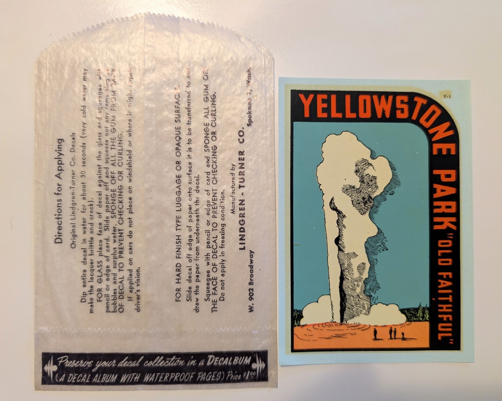 Vintage 1960s Travel Decals Stickers Yellowstone Wyoming LA Canada