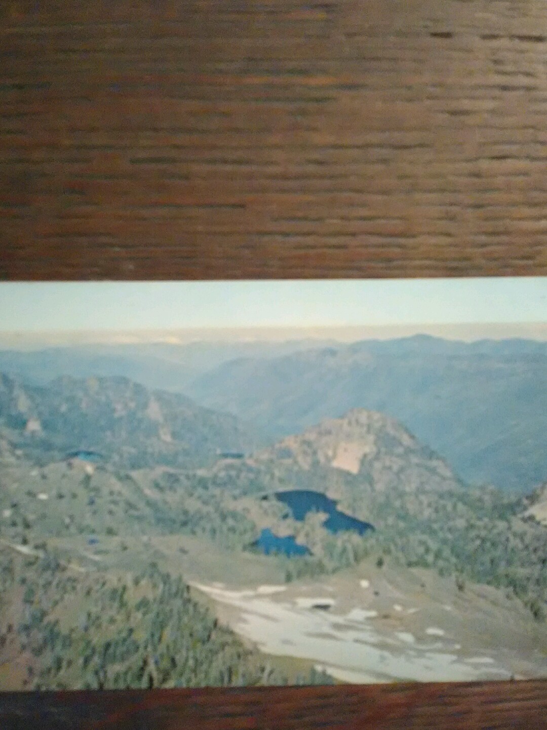 AIR SHOT VINTAGE POST CARD SEVEN LAKES BASIN OLYMPIC NATIONAL PARK WASHINGTON