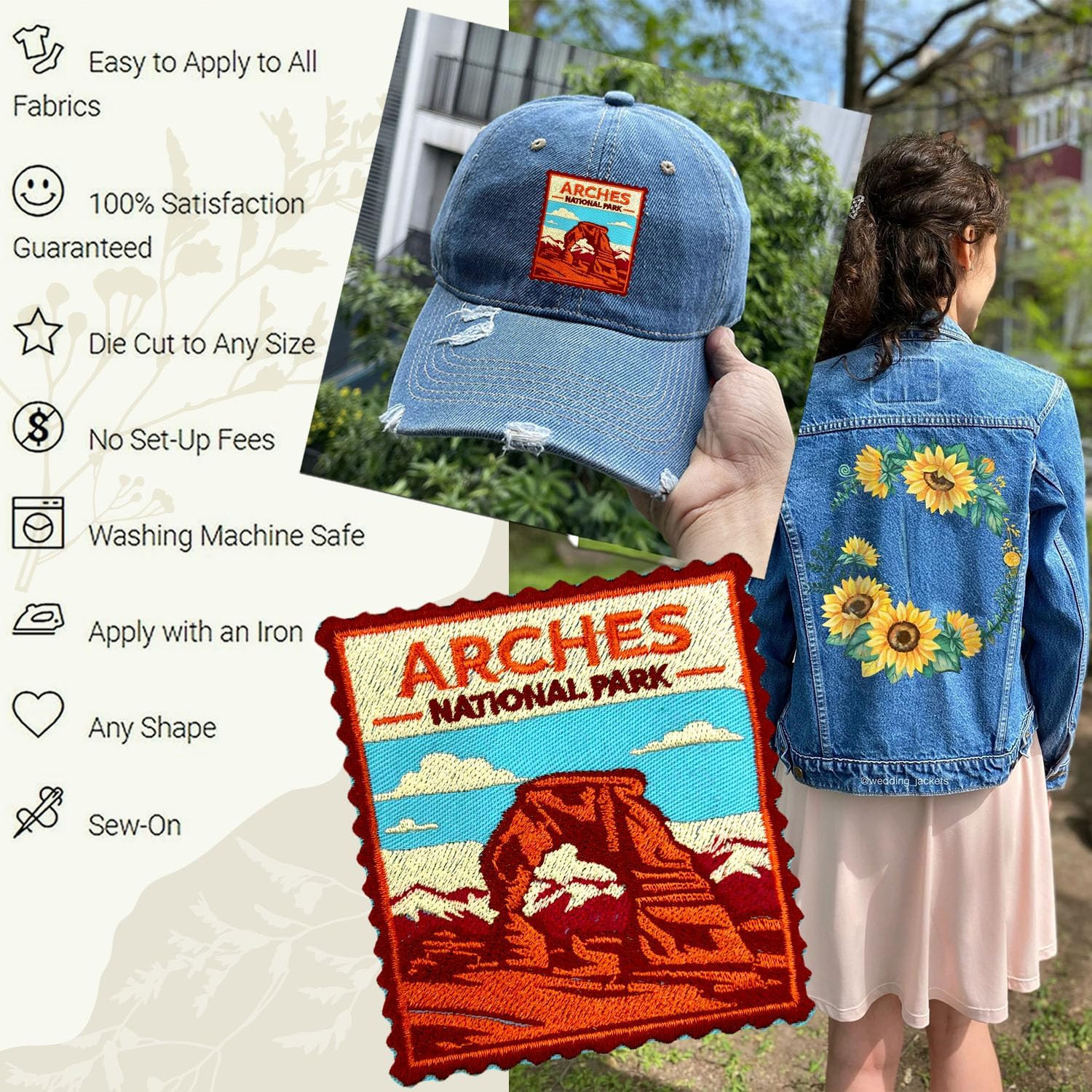 Arches National Park Patch 3 Inch Vintage Travel Stamp Utah Desert Arch Landscap