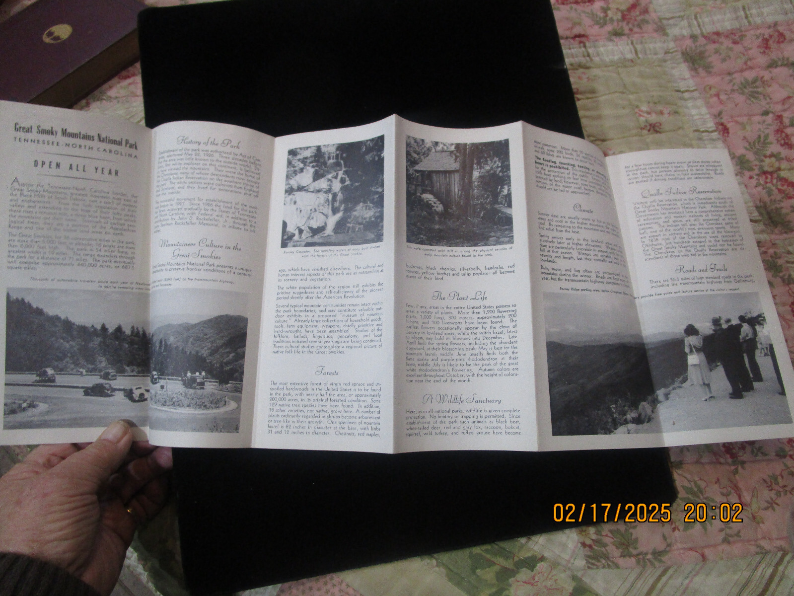 Great Smoky Mountains Nat’l Park MAP In Brochure 12″ X 24″ +/- North Carolina