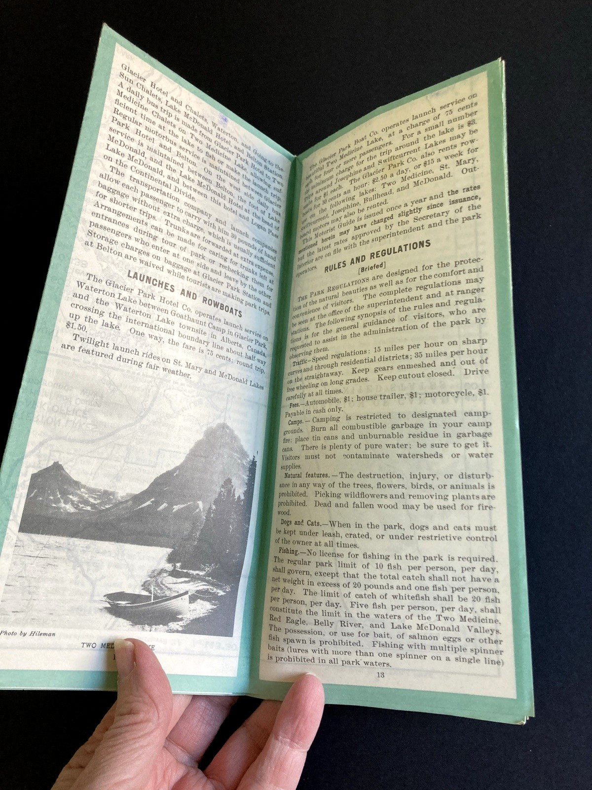 Vintage 1938 Motorists Guide GLACIER National Park Brochure Outdoors Hiking