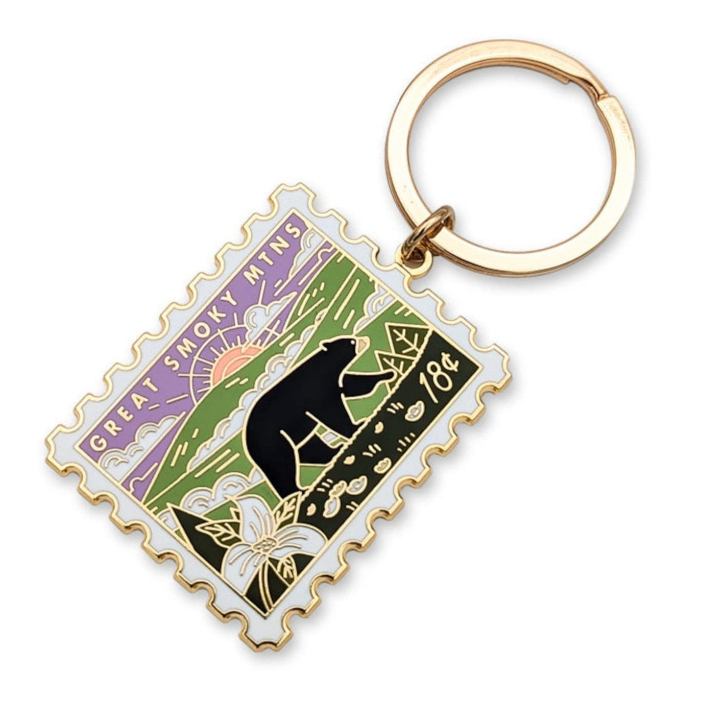 Great Smoky Mountains National Park Stamp Enamel Keychain
