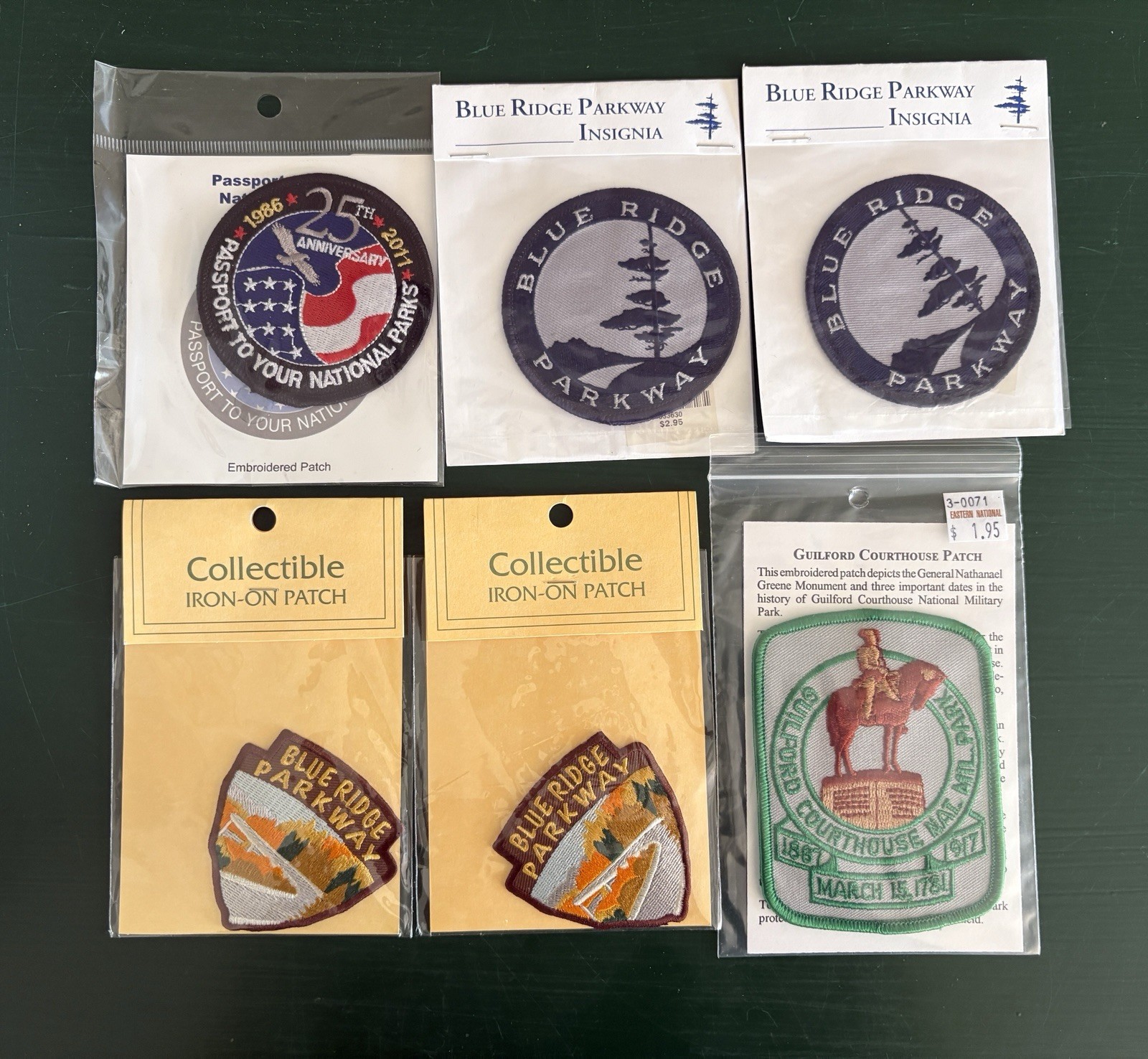 (6) National Park Patches Collection Blue Ridge Parkway Guilford Courthouse