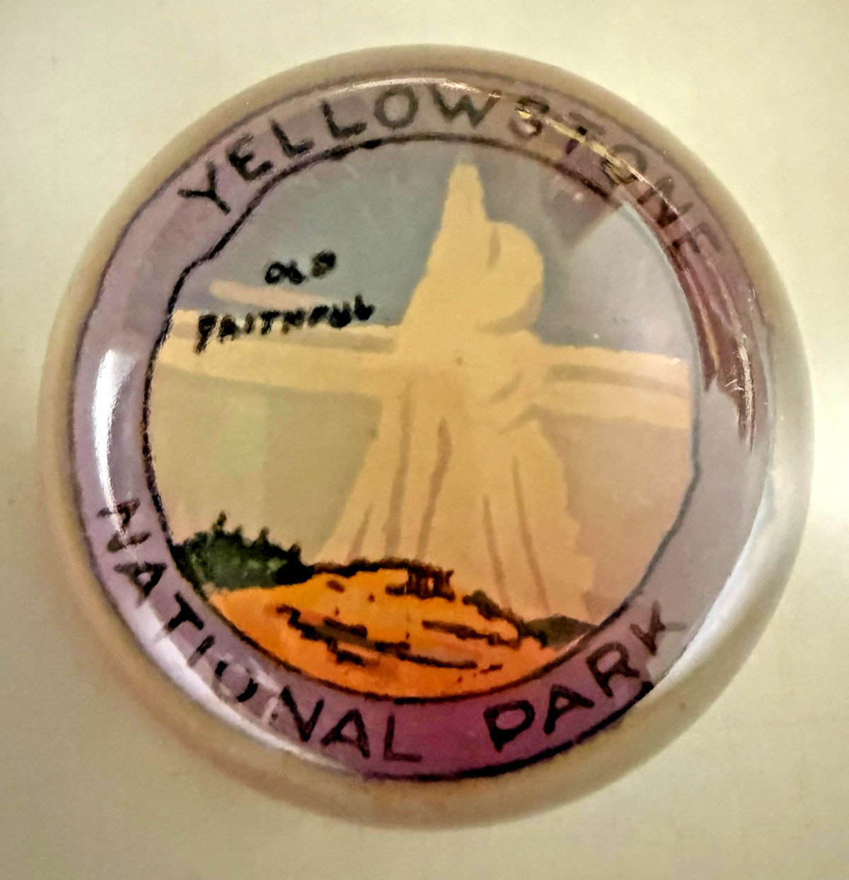 Vintage Glass Paperweight Old Faithful Yellowstone National Park