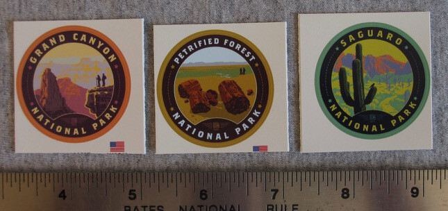 Arizona National Parks Small Round Vinyl Stickers Set of 3 New Grand Canyon etc
