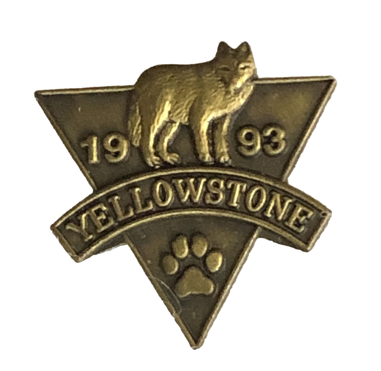 Vtg 1993 Yellowstone National Park Lapel Pin Wolf PinBack