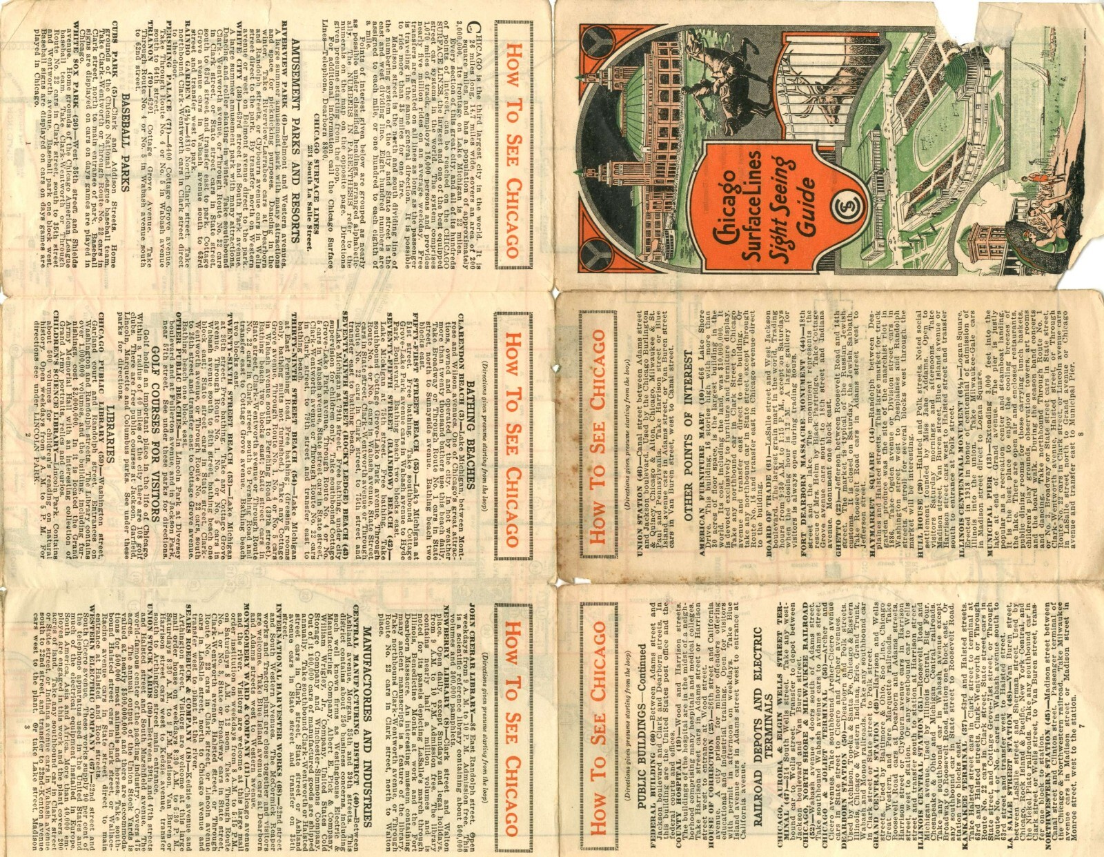 2 Chicago Maps – Surface Lines – 1925 – New Street Number Map (Pocket) Undated?