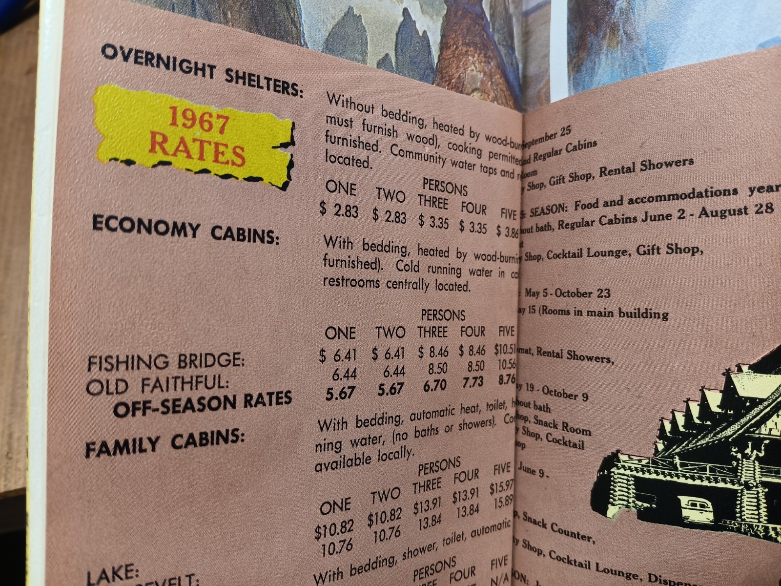 1967 Yellowstone National Park Lodging Rates Things to Do VTG Travel Brochure