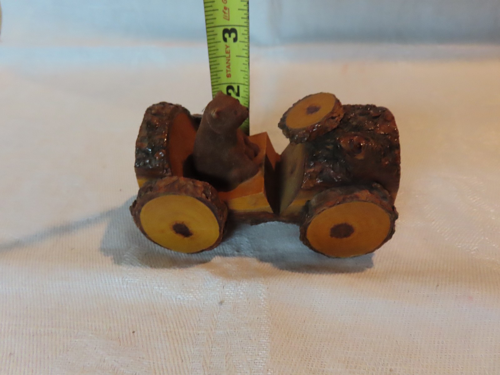 Vintage Yellowstone National Park Teddy Bear in wooden car souvenir
