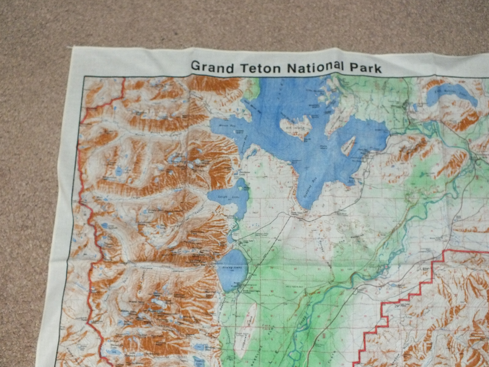 Grand Teton National Park Bandana Topographical Map Cotton Fabric Souvenir HF30