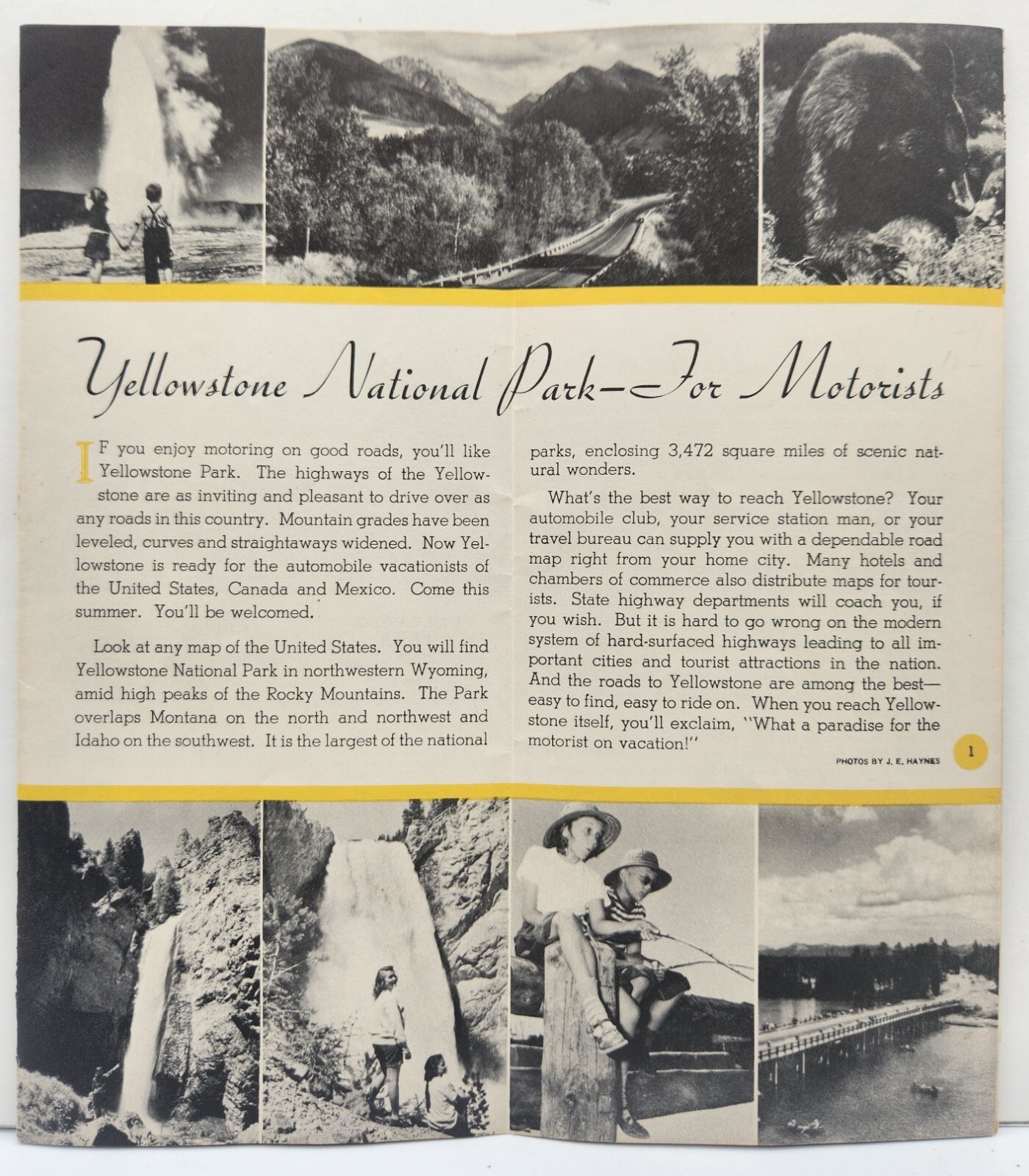 Yellowstone National Park Brochure Hotels Cottages Lodging Cabins c.1952
