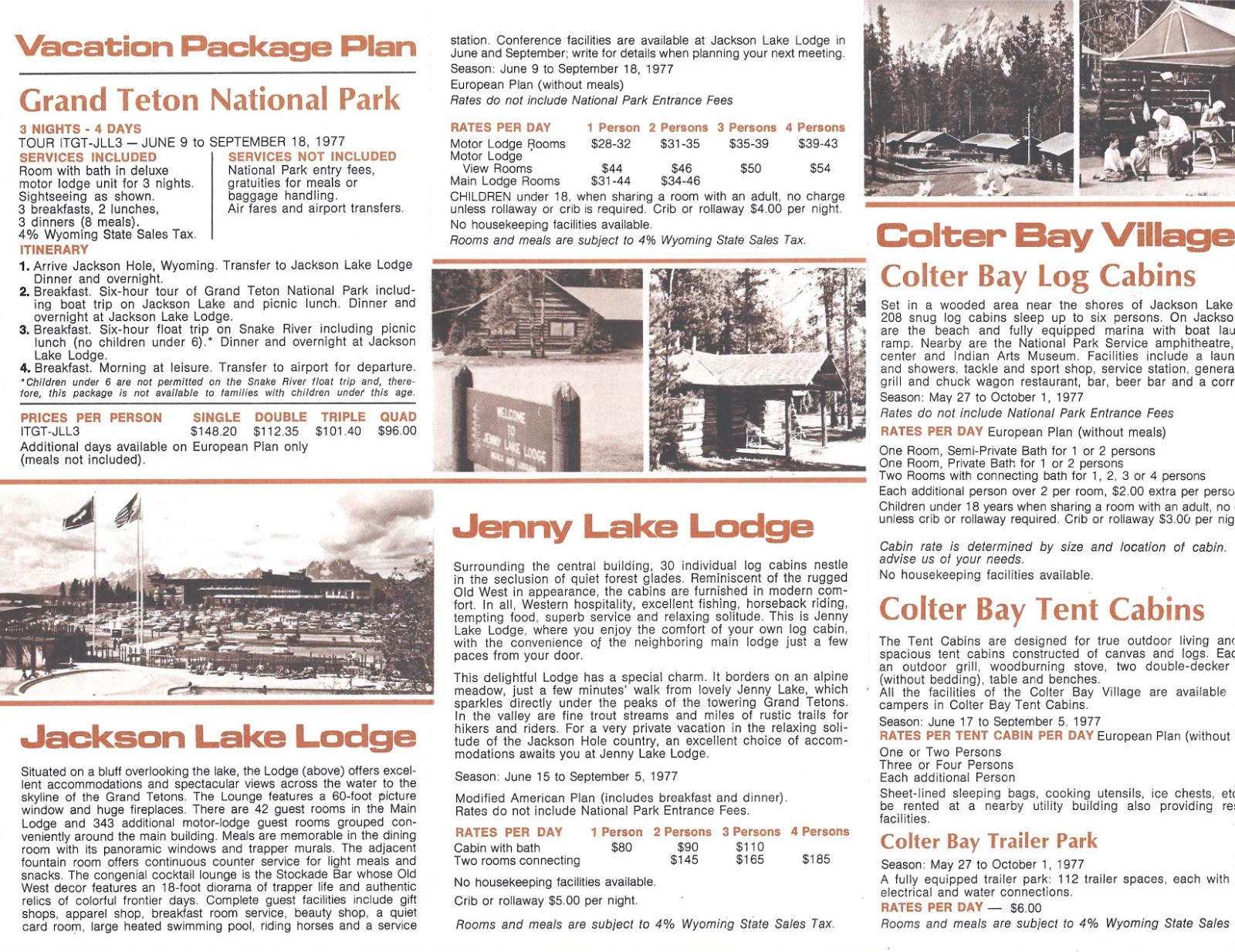 1978 Yellowstone Grand Teton Entrance Permit 1977 Grand Teton Lodge Pamphlet