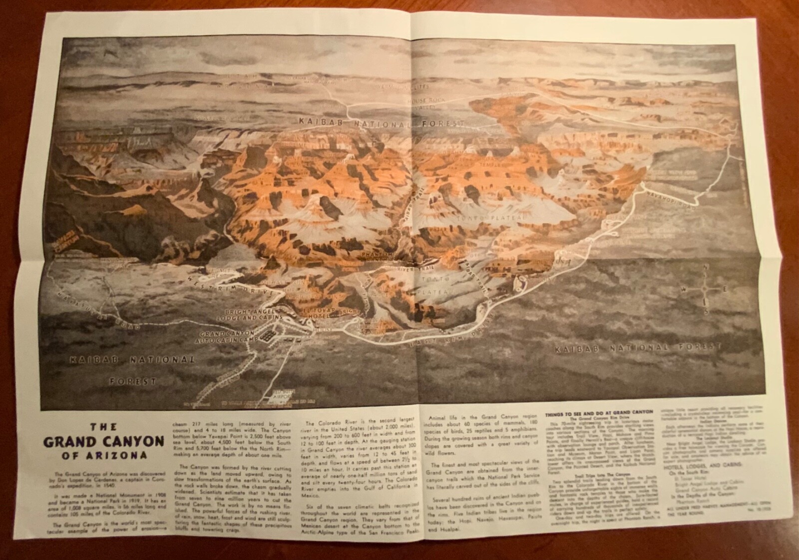 Vintage Grand Canyon National Park Fred Harvey paper restaurant placemat