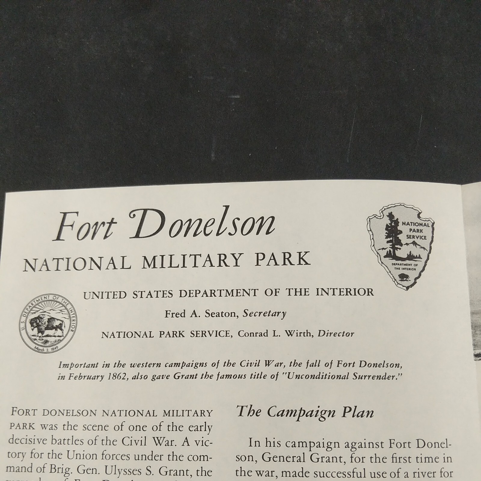 Vintage 1957 Fort Donelson National Military Park Brochure Pamphlet Map Info
