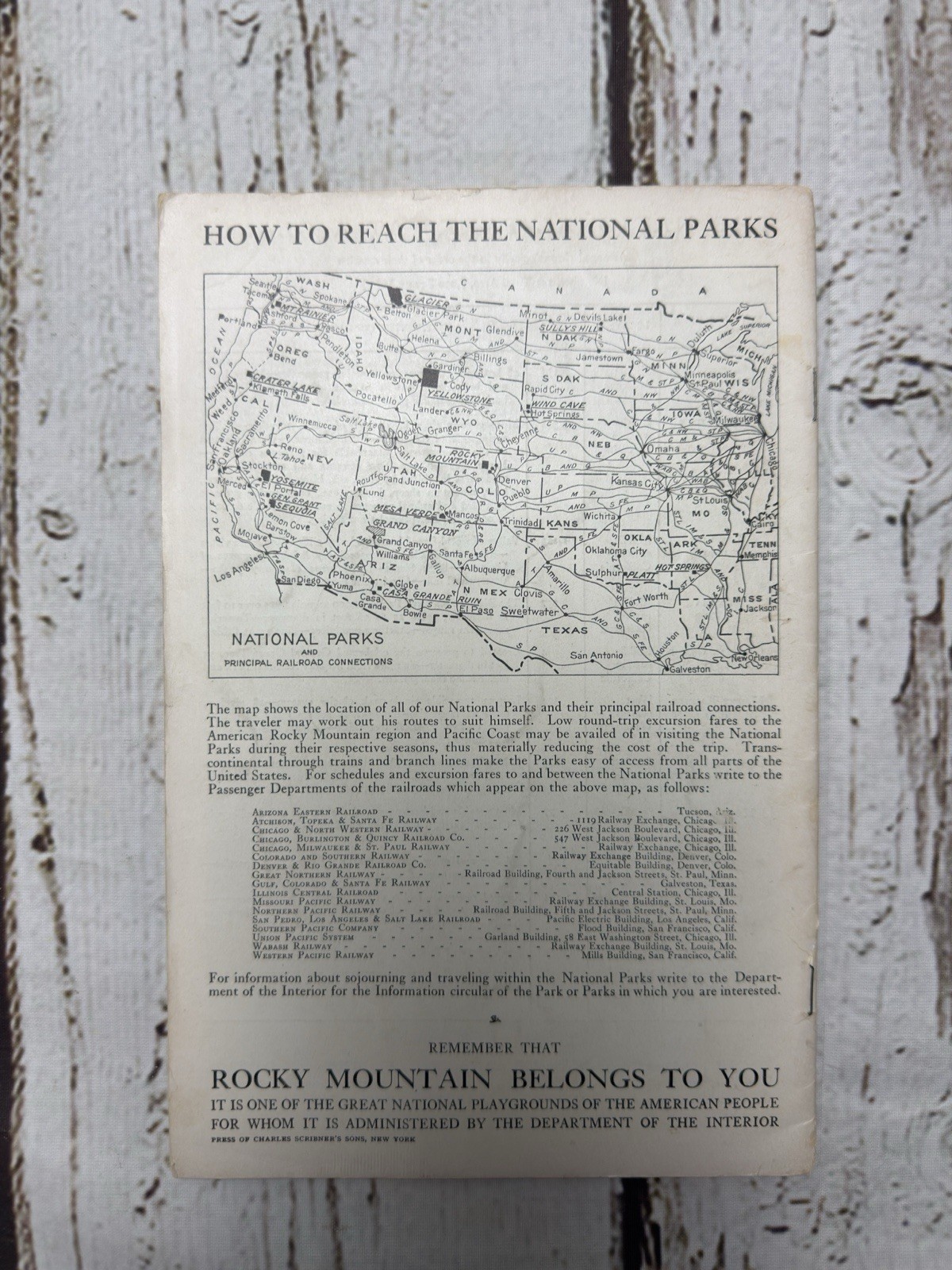 VTG The Rocky Mountain National Park Department Of The Interior Travel Look Book