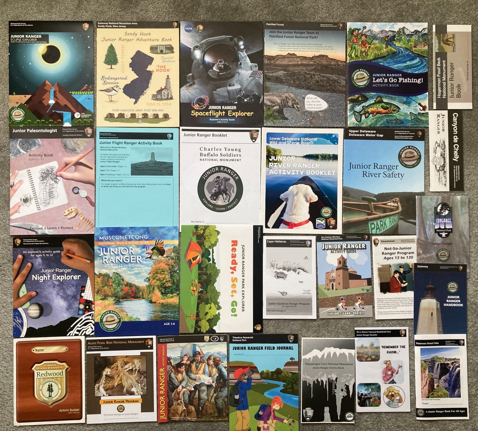 WOW 27 JUNIOR RANGER BOOKS NATURE HISTORY CULTURE NATIONAL PARKS GET BADGE PATCH