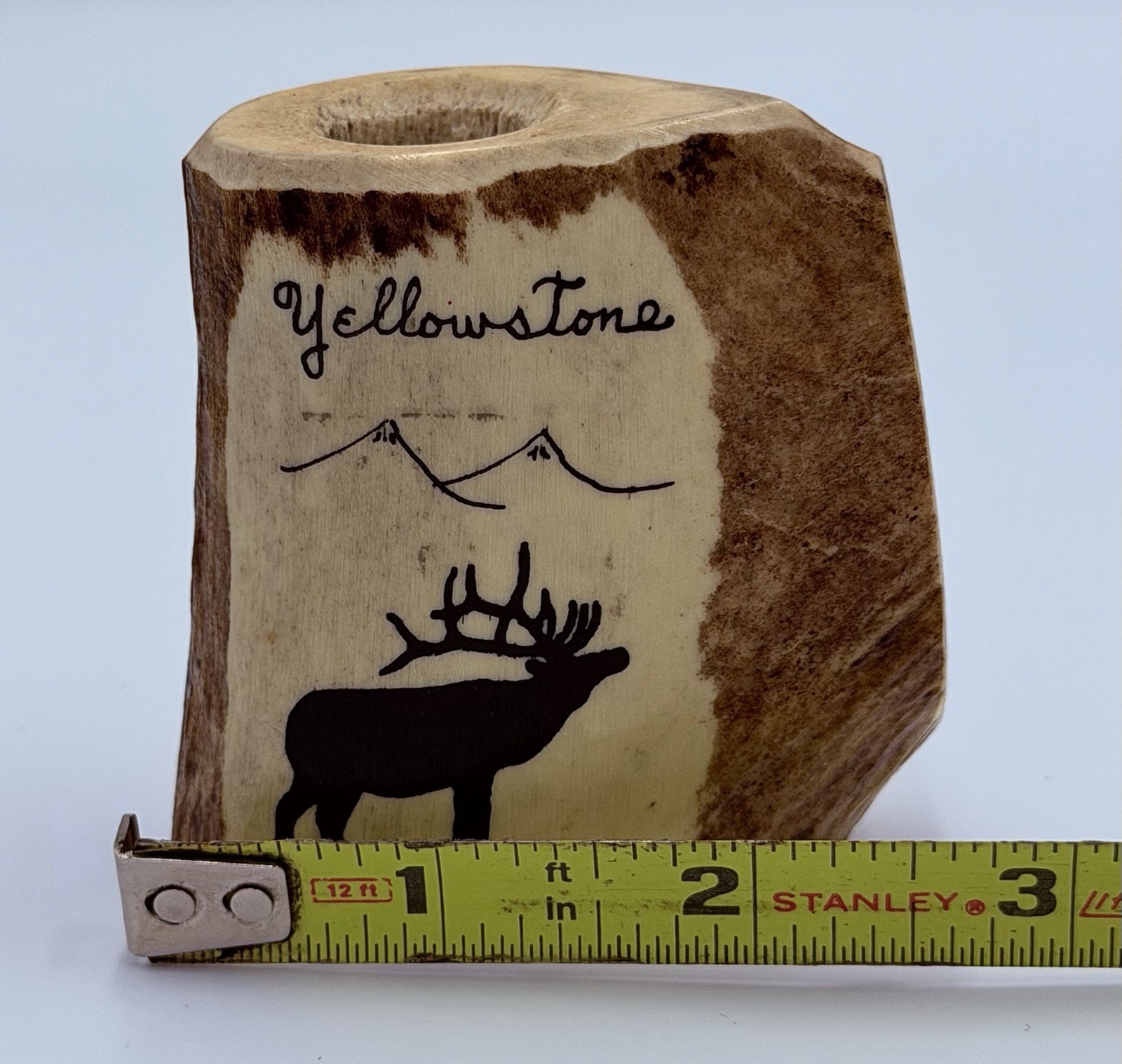 Vintage Yellowstone National Park Elk Antler Souvenir Pen Holder Small 2 1/2″