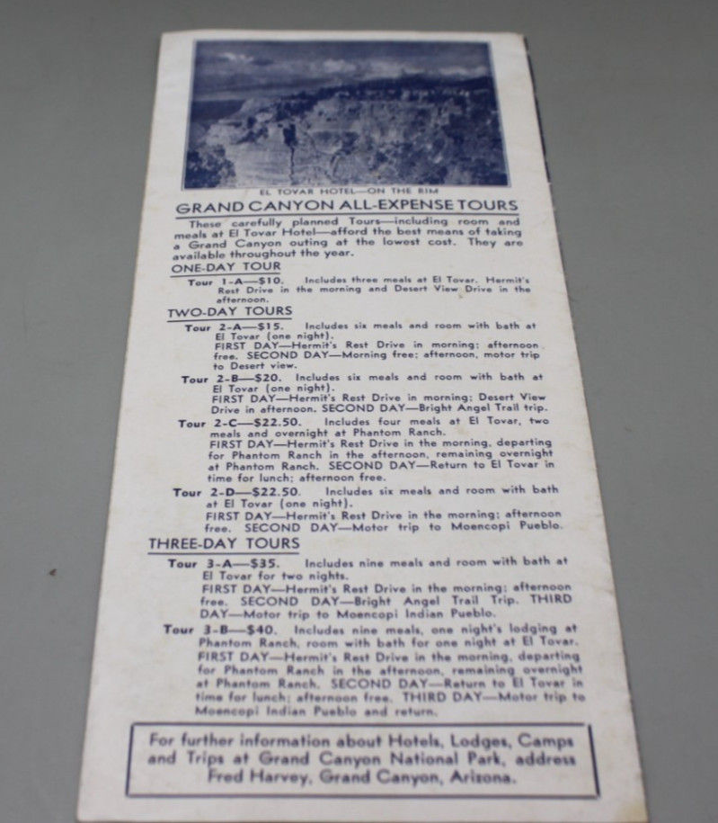 Grand Canyon National Park Travel Brochure EL Tovar Hotel