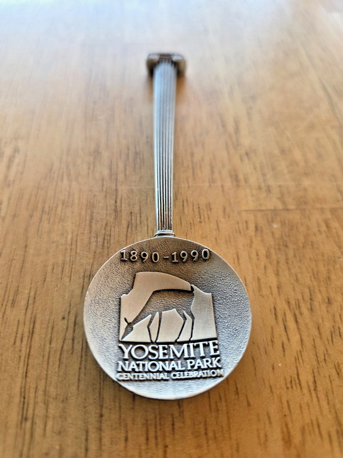Vintage Yosemite National Park Centennial 1890–1990 Souvenir Spoon Pewter Tone
