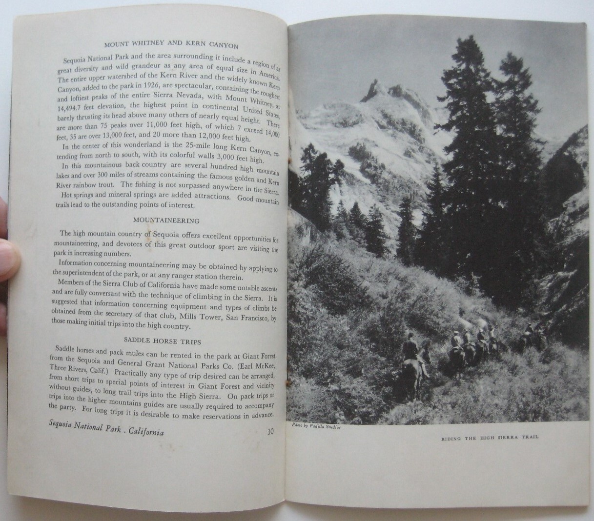 Official 1939 SEQUOIA NATIONAL PARK Guide Book Maps Trails Photos Sherman Tree