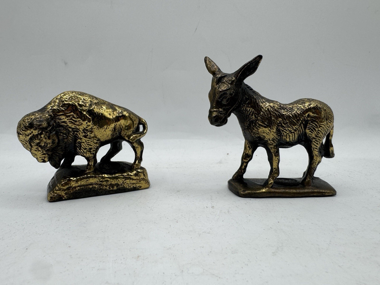 Badlands National Park South Dakota Lot Of 2 Brass Figurines Donkey+Buffalo
