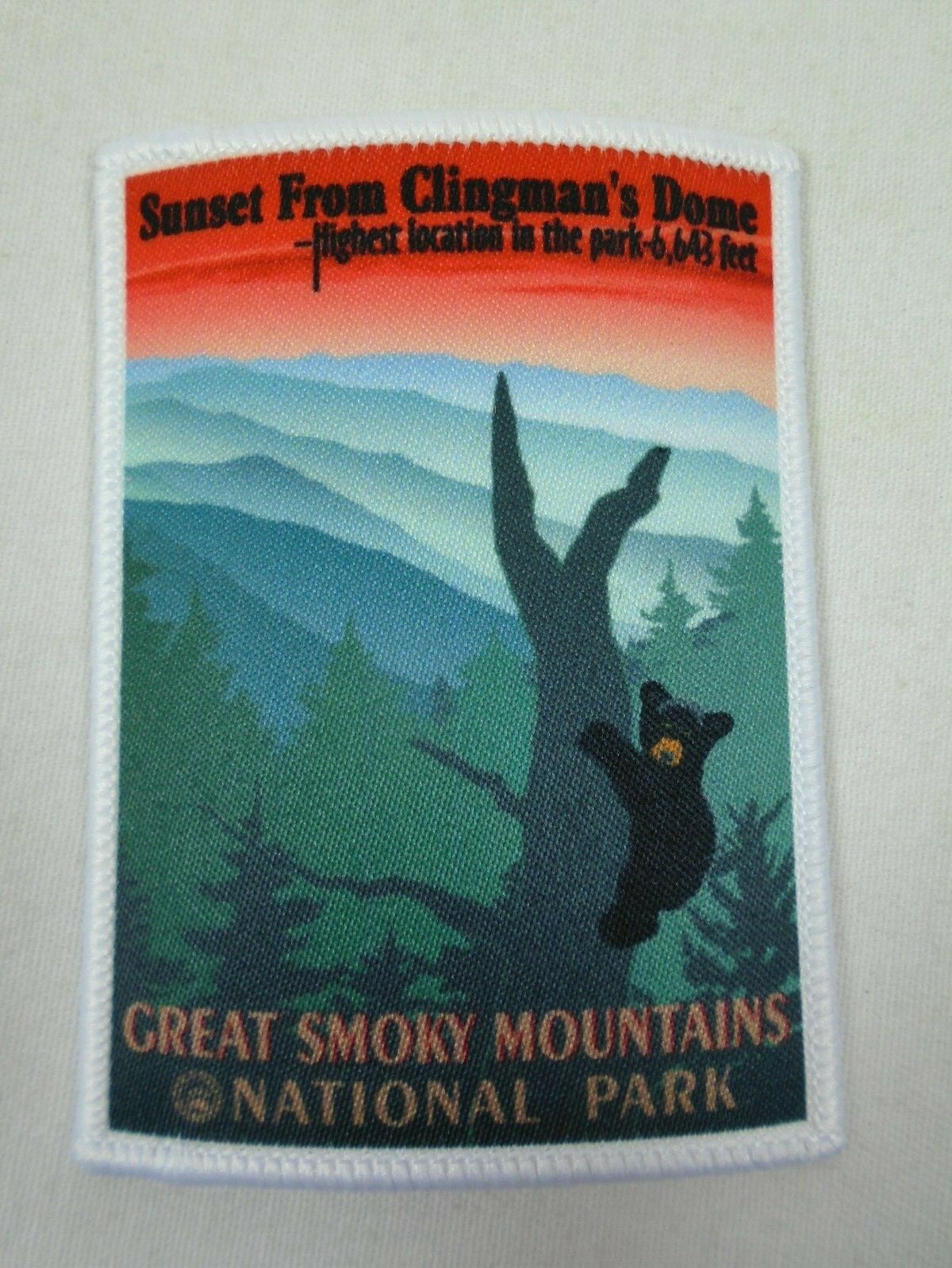 Great Smoky Mountains National Park Black Bear Postcard Patch Pin Sticker