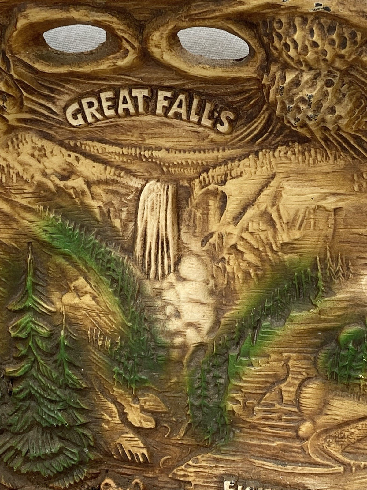 Vtg TACO Yellowstone Park Souvenir Wall Hanging Plaque Art Old Faithful 10×12”