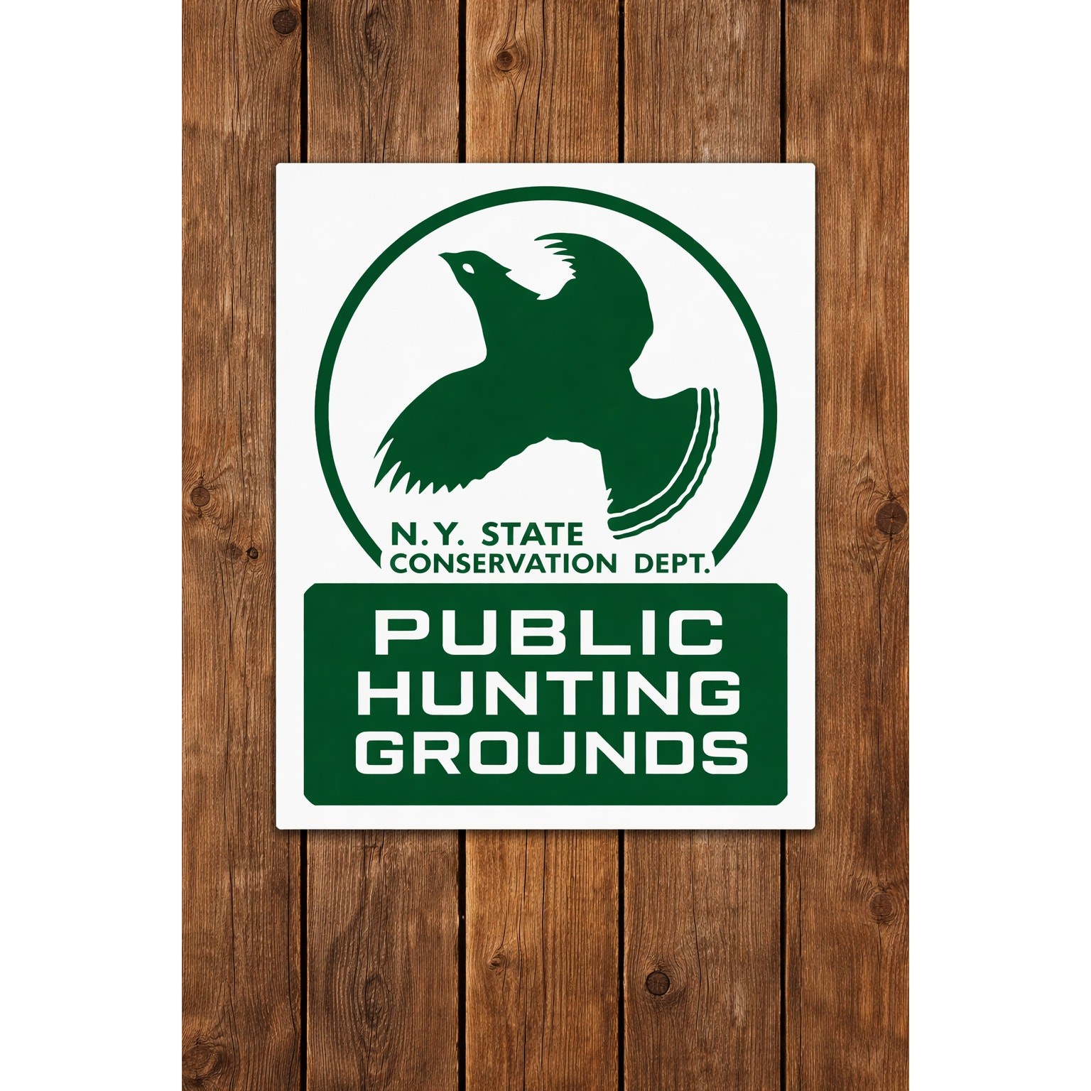 New York State Conservation Department Public Hunting Ground Sign Hunt Fish
