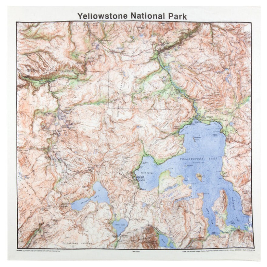 Yellowstone National Park Bandanna 2-Pack Bundle Wyoming Montana Map Nature Fact