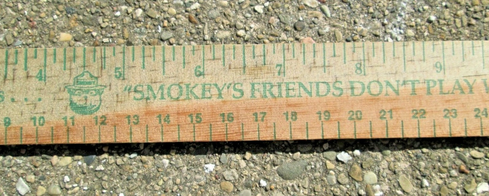 Vintage Wooden Smokey The Bear A Rule To Prevent Forest Fires 12″ Ruler