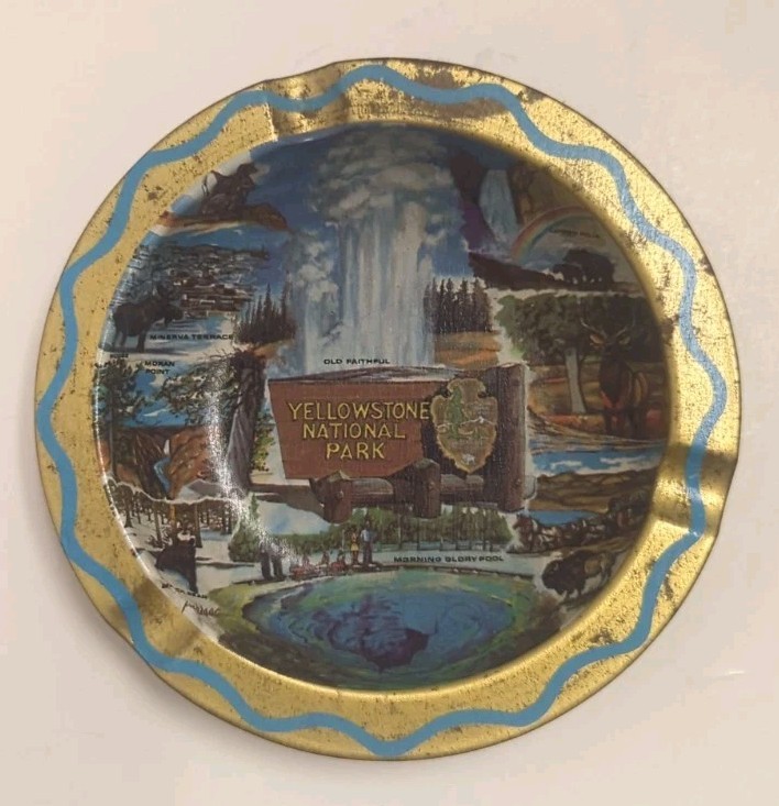 vintage Yellowstone National Park Metal Tin Ashtray