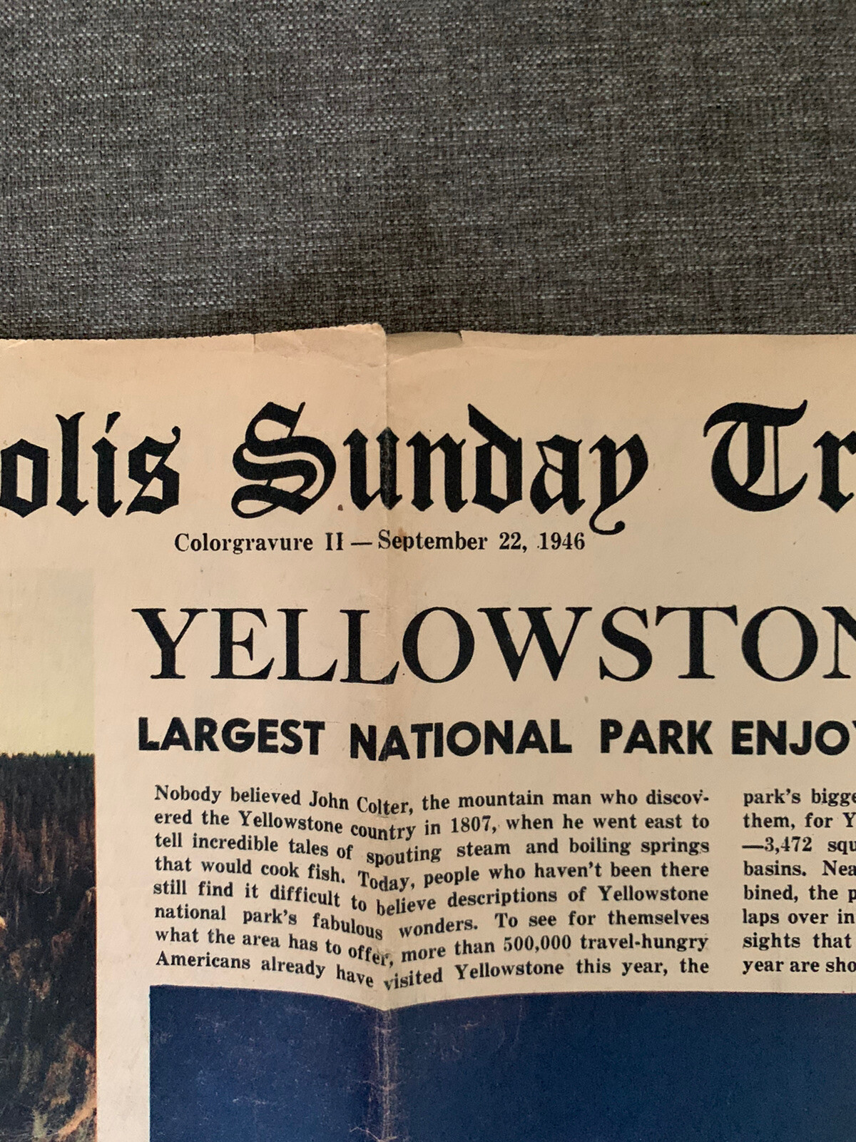 Yellowstone MT Rushmore Wyoming Brochures, 1946 Newspaper Article, Postcards Lot