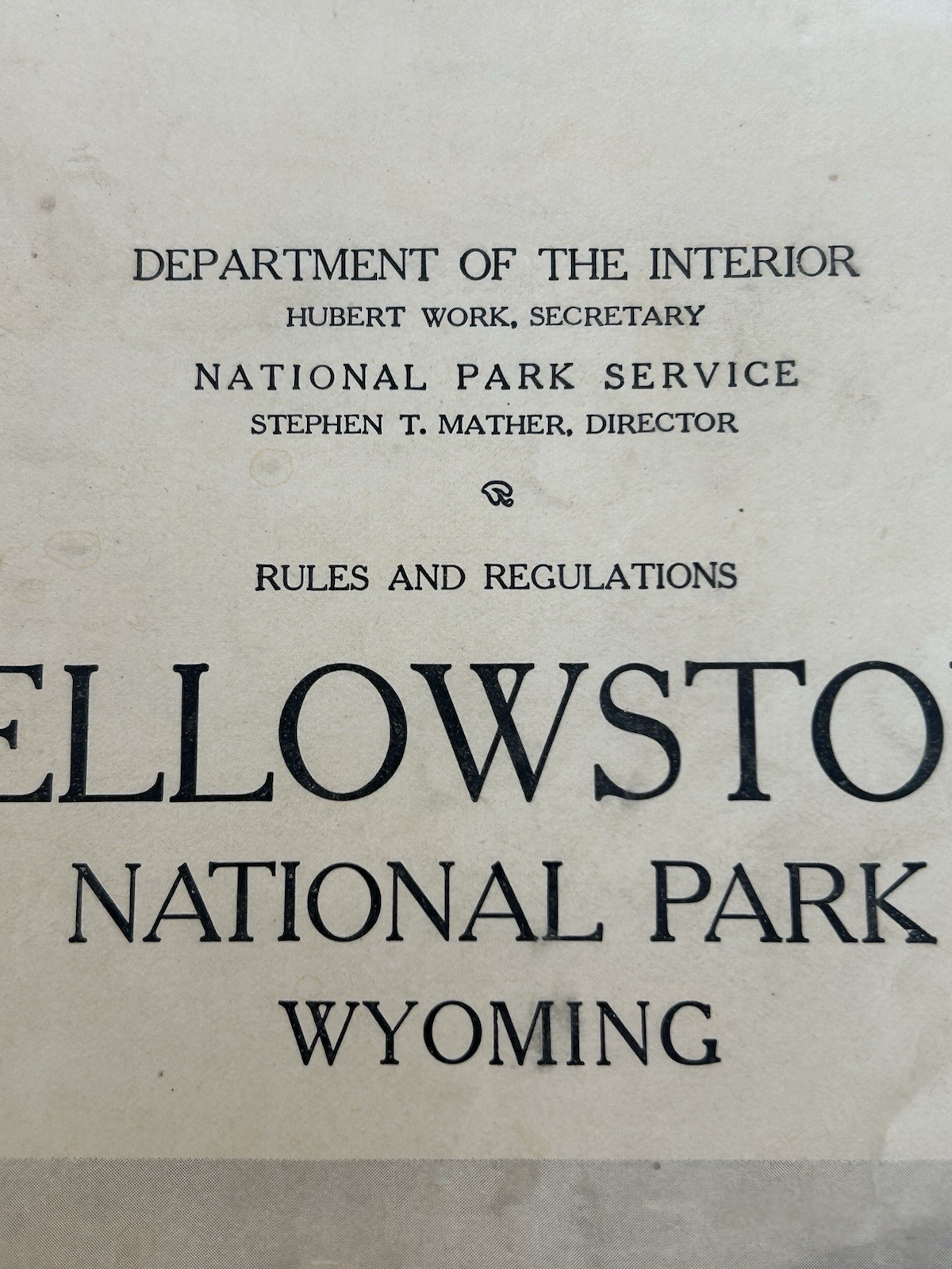 VTG 1926 Yellowstone National Park Wyoming Rules and Regulations Book Gov Print