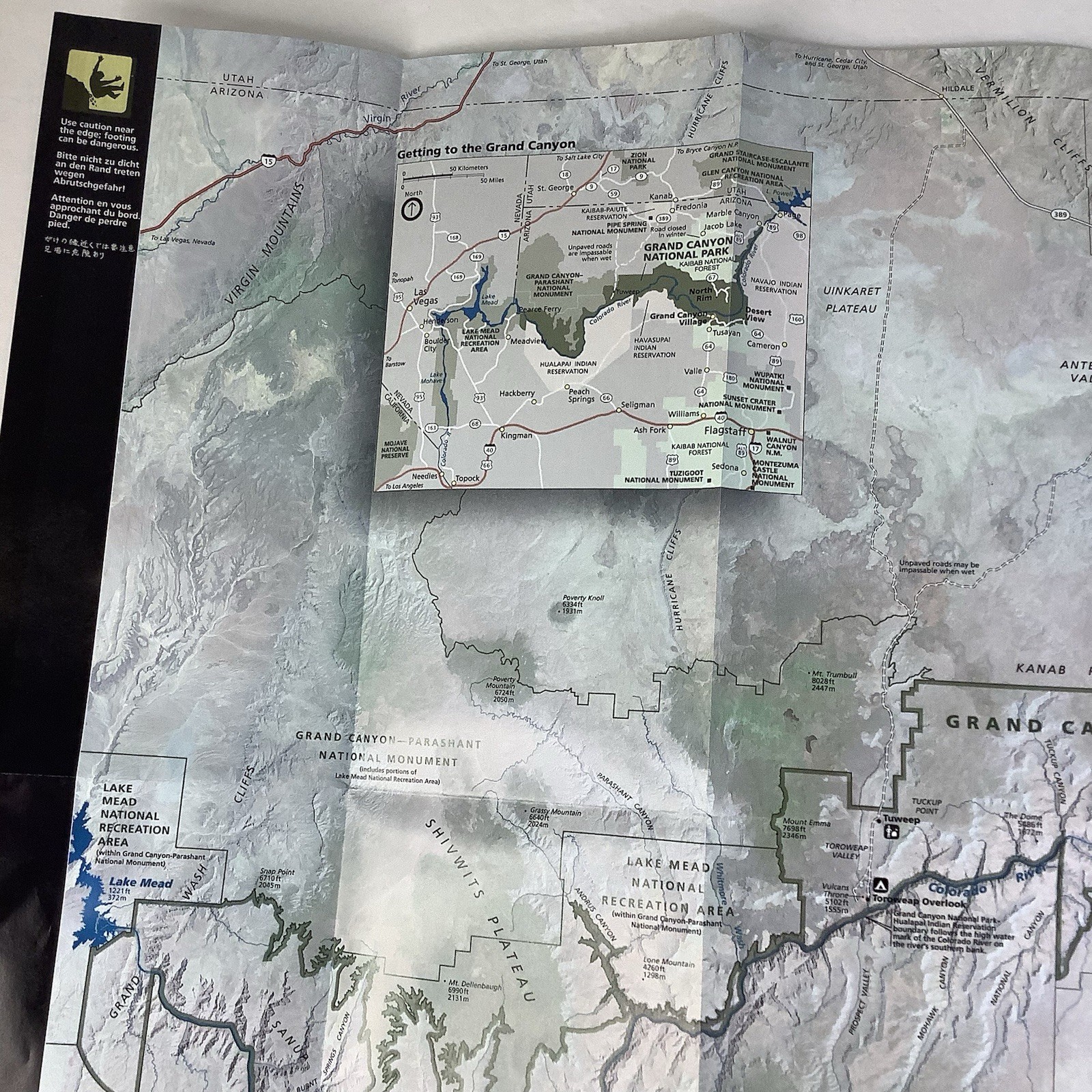 Grand Canyon Map & Tourist Guide 2001 National Park Arizona Colorado River
